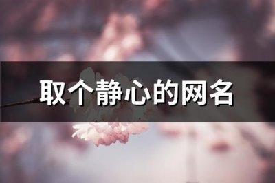 ​取个静心的网名(共266个)